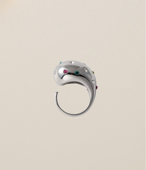 Anillo gota de agua plata