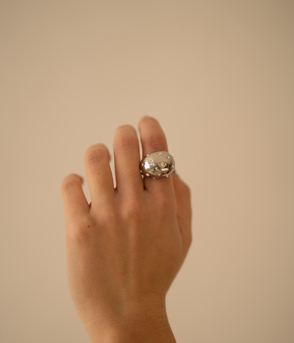 Anillo gota de agua plata