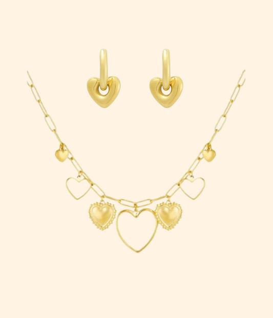 Heart necklace and earrings pack