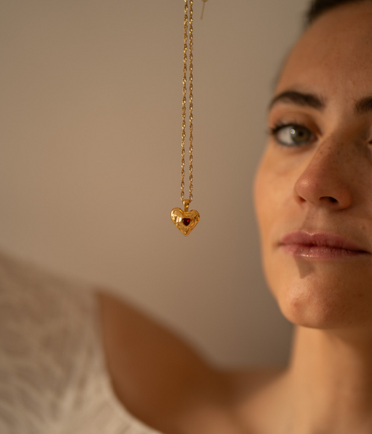 Red and gold heart necklace