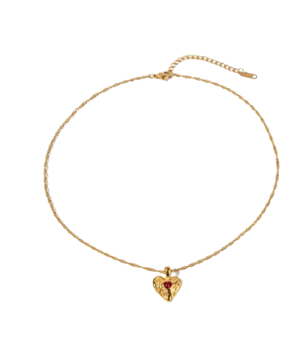 Collar heart rojo oro