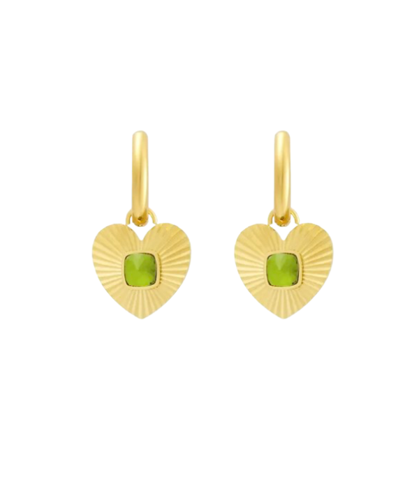 Green Heart Earrings